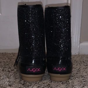 sparkly black boots